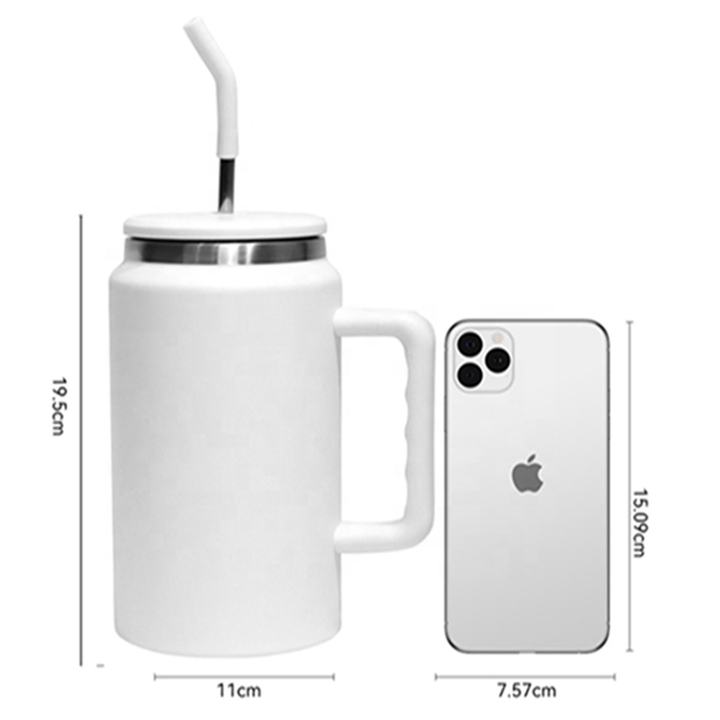 50oz portable 6 colors Double Wall Stainless Steel Vacuum Insulated Thermos Travel water cup with handle