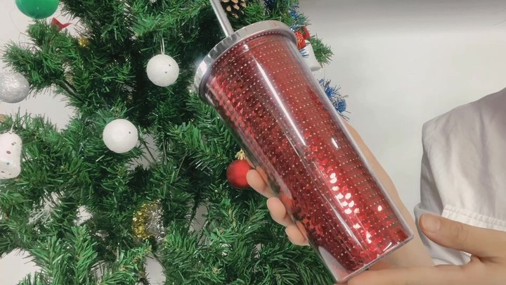 550ml Hot-selling BPA free bts bottle direct drinking double wall sport plastic bottle with shinning chips Factory Authorized Wholesale Export
