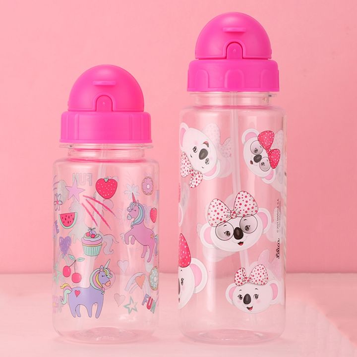 550ml cartoon portable sport travel drinking drinkware Custom Food grade Kids Water Bottle with straw and dust-proof cover Industrial Wholesale Pricing Bulk Orders