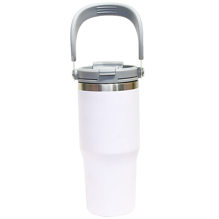 Alibaba gold supplier double wall stainless steel Travel tumbler mugs cups with Foldable hided handle cover