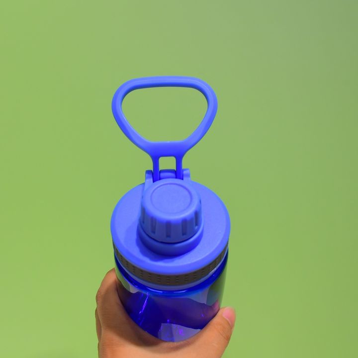 BPA free RTS durable portable blue plastic kids drinking water bottle with leakproof Screw lid and handle Competitive Manufacturing Pricing