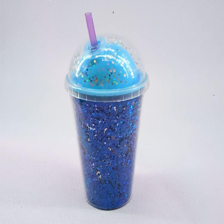 BPA free glitter paillette rhinestone mugs cup double wall plastic cup with lid and straw Industrial Wholesale