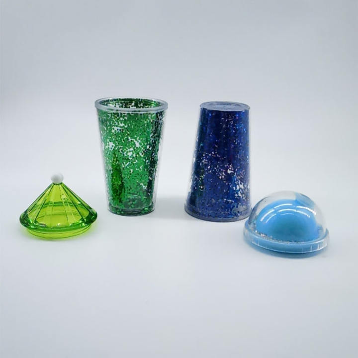 BPA free glitter paillette rhinestone mugs cup double wall plastic cup with lid and straw Industrial Wholesale