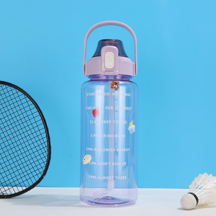 BSCI Large unisex Bpa Free Hydrating companion custom Plastic 2L Sport Motivational Water Bottle with straw China Supplier Custom Solutions