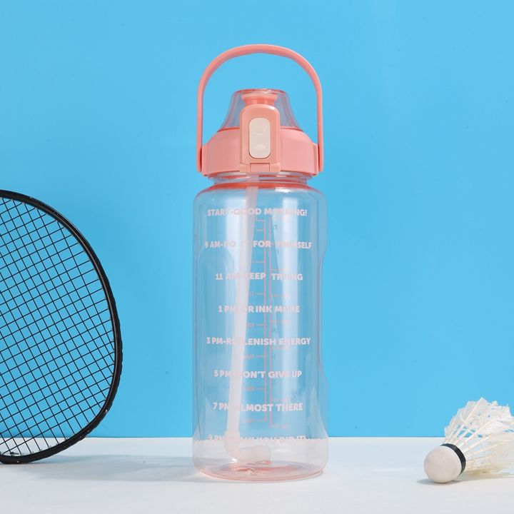 BSCI Large unisex Bpa Free Hydrating companion custom Plastic 2L Sport Motivational Water Bottle with straw China Supplier Custom Solutions
