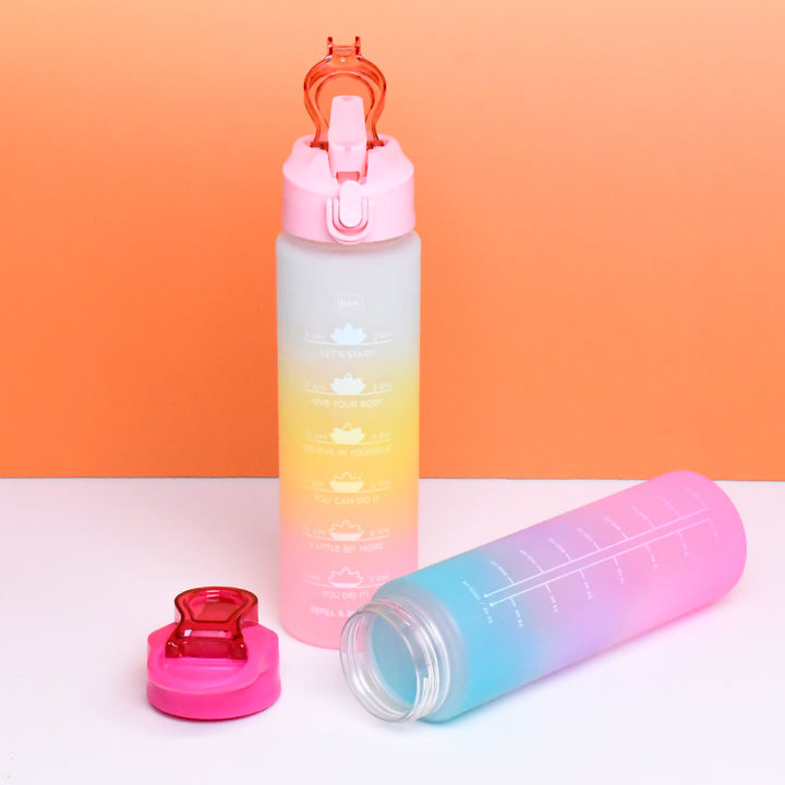 Bpa Free 1000ml Customized color logo plastic sport Gym Motivational water bottles with time marker and silicone straw Custom Manufacturing B2B
