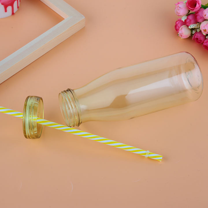 Bpa Free Promotional Classic Milk Tea Plastic Bottle With Straw For Adults Kids Unisex Rapid Production Solutions Manufacturer