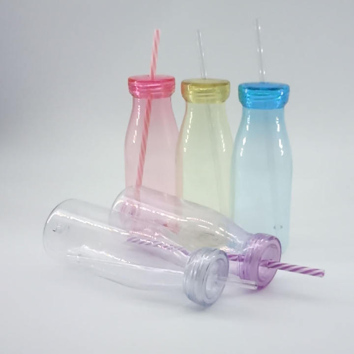 Bpa Free Promotional Classic Milk Tea Plastic Bottle With Straw For Adults Kids Unisex Rapid Production Solutions Manufacturer