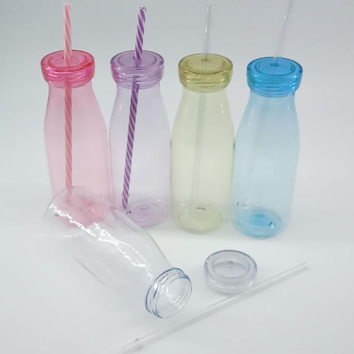 Bpa Free Promotional Classic Milk Tea Plastic Bottle With Straw For Adults Kids Unisex Rapid Production Solutions Manufacturer