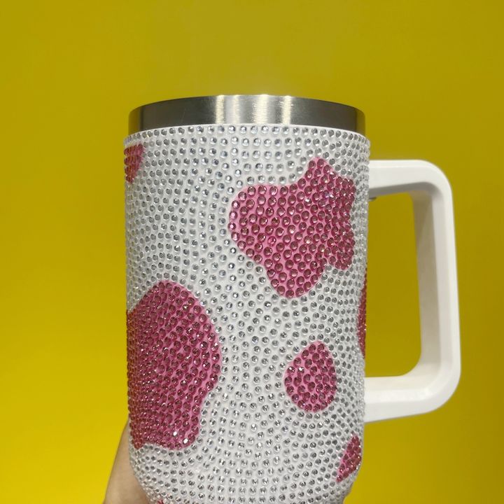 Bumper 40 Oz Travel Tumbler Water Cup Drinkware Modern  Blinged Rhinestone Stainless Steel Coffee Mugs with Handle Discount Factory