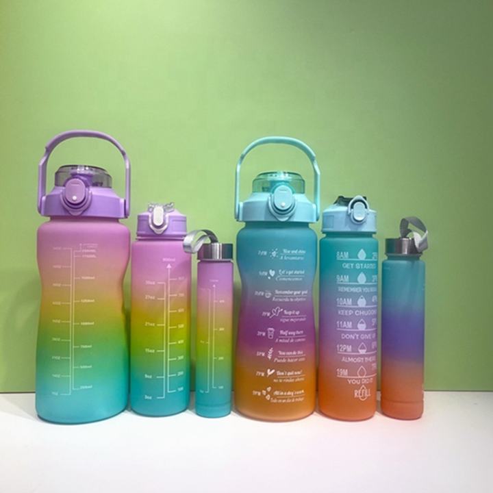 Camping Unisex Camp Wholesale Custom Logo 3 in 1 Set Leak-proof Tritan Bpa-free Large Water Jug  Motivational Water Bottle