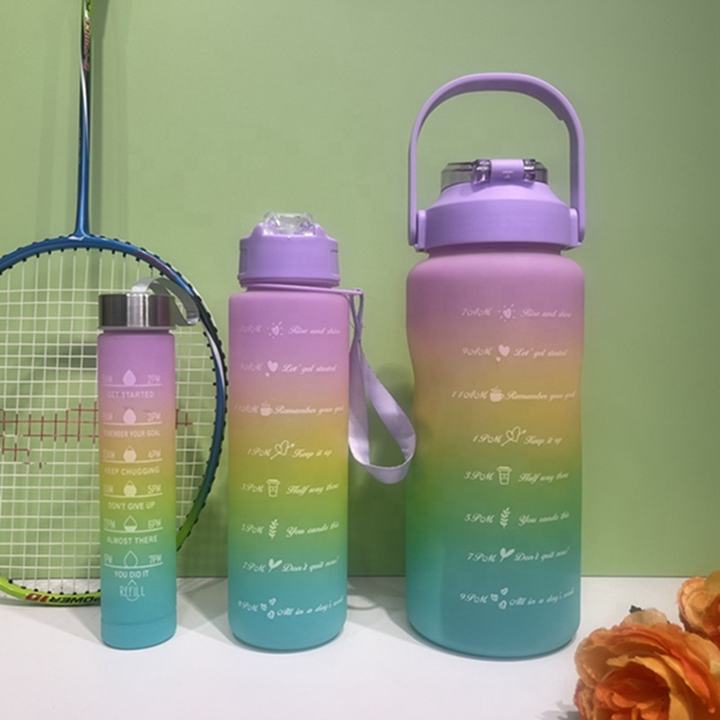 Camping Unisex Camp Wholesale Custom Logo 3 in 1 Set Leak-proof Tritan Bpa-free Large Water Jug  Motivational Water Bottle