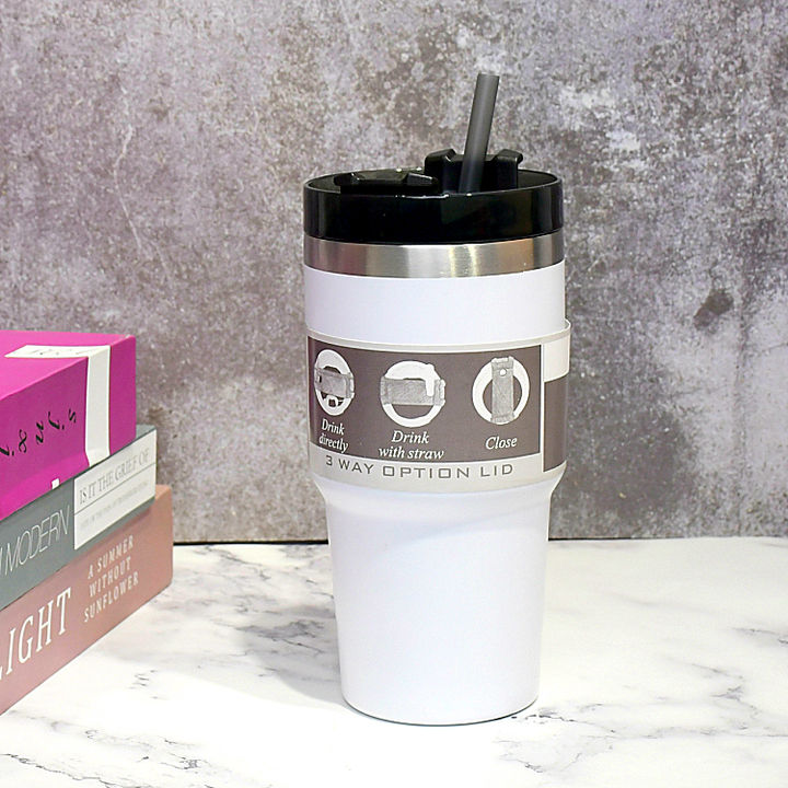 China Source factory 20oz Double wall Vacuum Insulated termos stainless steel coffee mugs with straw and lid Efficient Manufacturing Outlet