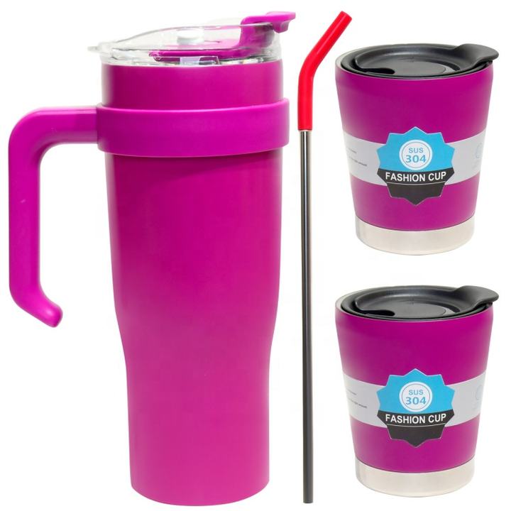 Cup Holder Friendly customized OEM/ODM 40oz/1200ml coffee tumbler water cup stainless steel travel mug with 2 cups Wholesale Distribution Center Customization