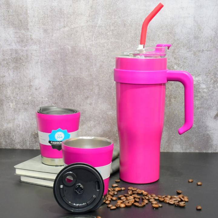 Cup Holder Friendly customized OEM/ODM 40oz/1200ml coffee tumbler water cup stainless steel travel mug with 2 cups Wholesale Distribution Center Customization