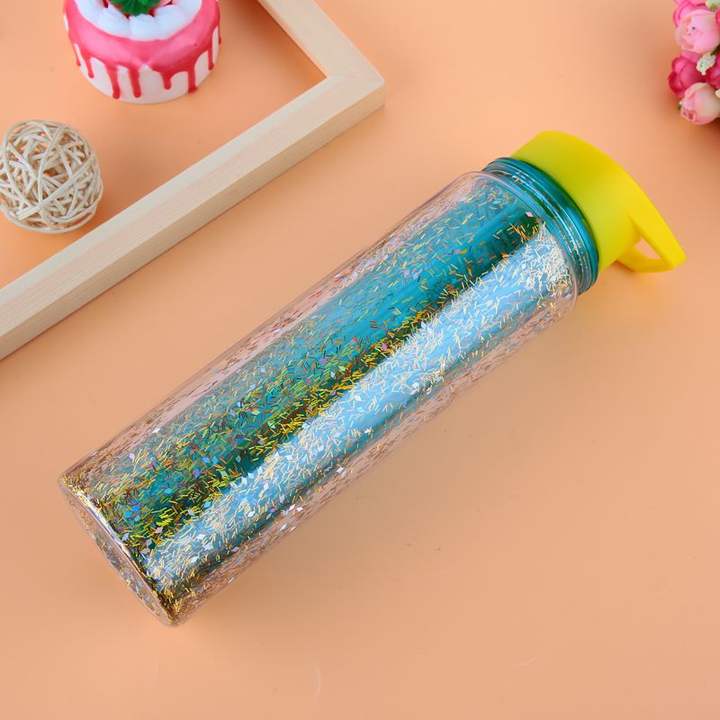 Custom Best Seller Glitter Fashion Straw Style Insulated Water Bottles Plastic For Festivals Double Wall Water Bottle Manufacturing Plant