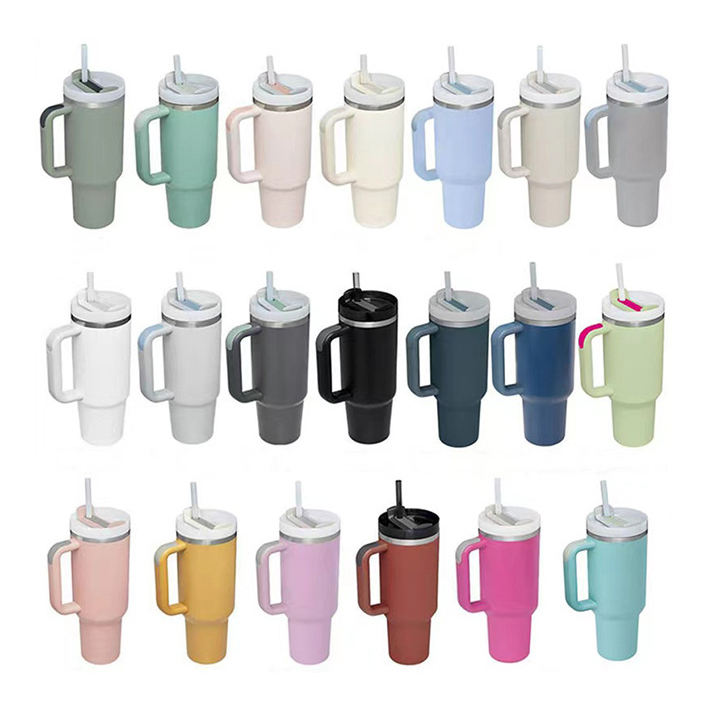 Custom Logo Travels Car Cups Insulated Beer Coffee Mug 40 Oz Tumblers Mugs Drinkware with Handle Stainless Steel Modern with Lid Rapid Production Solutions Wholesale