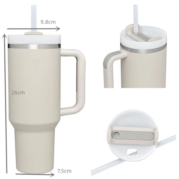 Custom Logo Travels Car Cups Insulated Beer Coffee Mug 40 Oz Tumblers Mugs Drinkware with Handle Stainless Steel Modern with Lid Rapid Production Solutions Wholesale