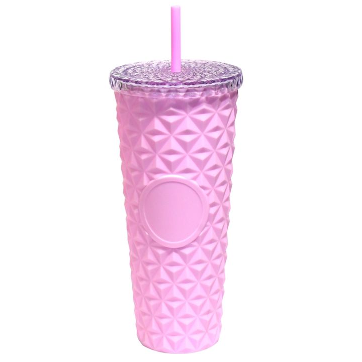 Custom color 24oz/710ml pink Glitter Pineapple travel Cup Bling Plastic Double Wall Studded glitter Tumbler with lid and straw