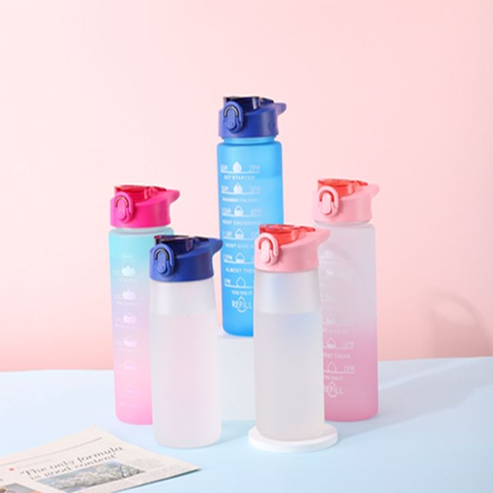 Custom logo Bpa Free 1000ml gradient color plastic sport Gym Motivational water bottles with time marker and silicone straw Industrial Wholesale Pricing Wholesale