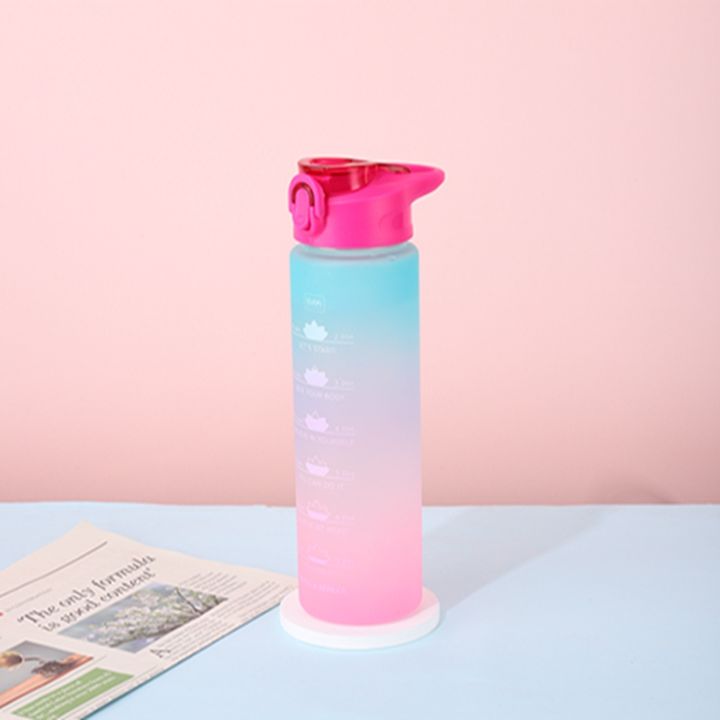 Custom logo Bpa Free 1000ml gradient color plastic sport Gym Motivational water bottles with time marker and silicone straw Industrial Wholesale Pricing Wholesale