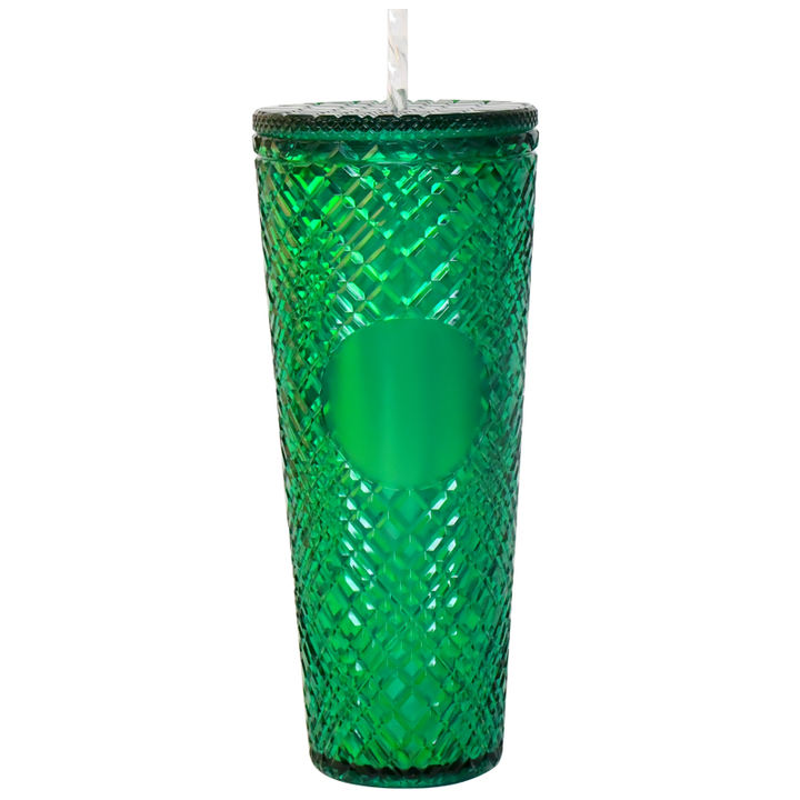 Customizable with Bling or Glitter Double Wall Insulated Reusable Textured Venti Cup 24oz Studded Tumbler with lid and straw Wholesale B2B Pricing