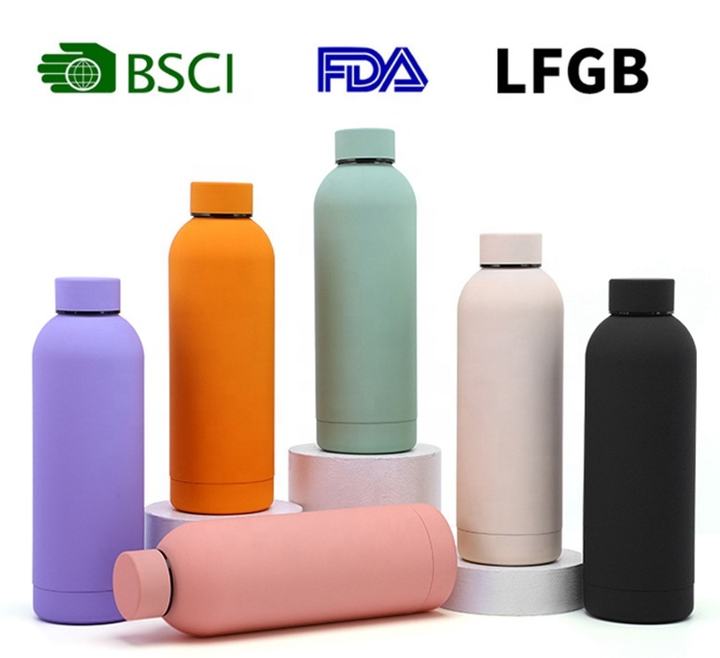 Customize 350ml/500ml/700ml   Leak-proof BPA Free Double Wall Rubber paint Stainless Steel Thermos Water Bottles Vaccum Flask Manufacturing & Supply Trade