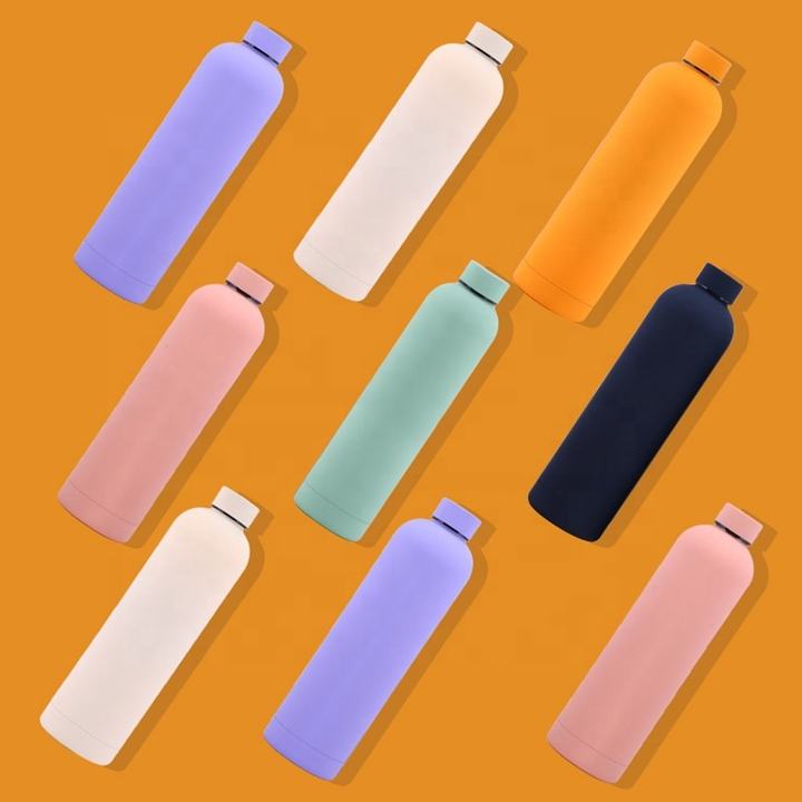 Customize 350ml/500ml/700ml   Leak-proof BPA Free Double Wall Rubber paint Stainless Steel Thermos Water Bottles Vaccum Flask Manufacturing & Supply Trade