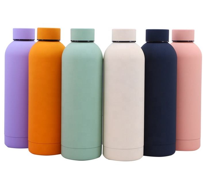 Customize 350ml/500ml/700ml   Leak-proof BPA Free Double Wall Rubber paint Stainless Steel Thermos Water Bottles Vaccum Flask Manufacturing & Supply Trade