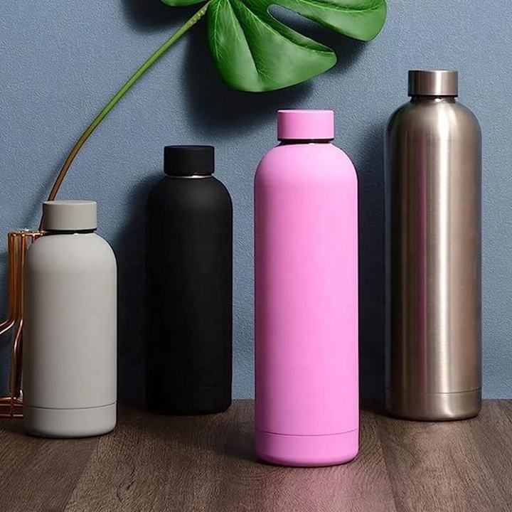 Customize 350ml/500ml/700ml   Leak-proof BPA Free Double Wall Rubber paint Stainless Steel Thermos Water Bottles Vaccum Flask Manufacturing & Supply Trade