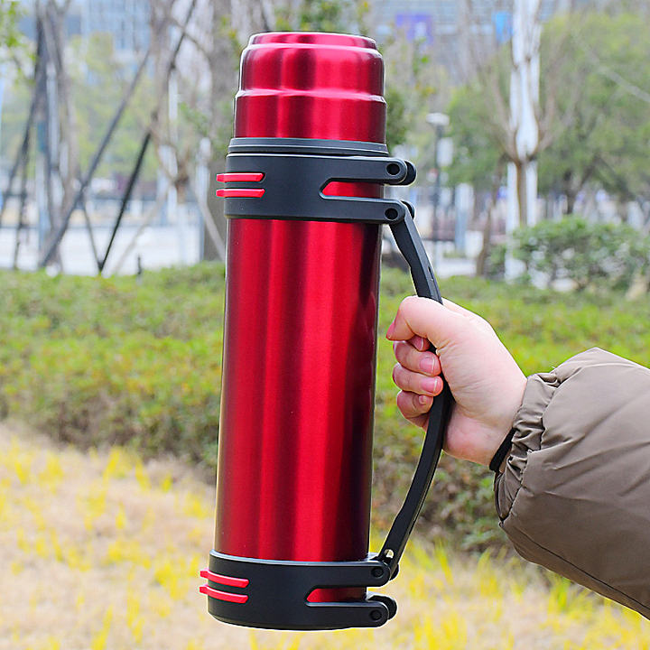 Customized 1500ml Double wall Thermos Bottle outdoor travel camping sport Stainless steel vacuum flasks with handle Custom Manufacturing