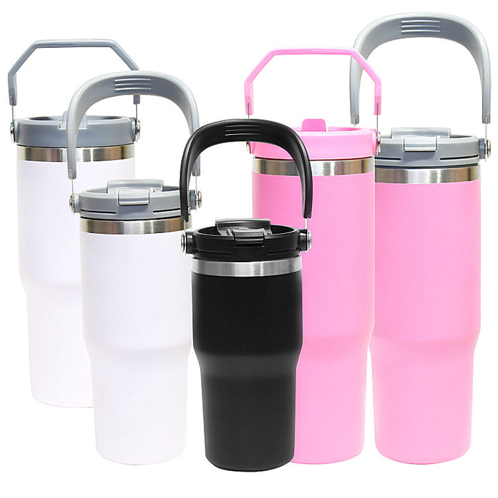 Customized 20oz/25oz/30oz double wall stainless steel Travel tumbler mug cup with Portable handle lid Factory Wholesale Excellence