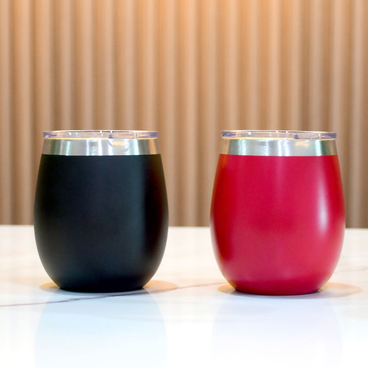 Customized Logo Travel Wine Egg Shape Cup Double Wall Vacuum Insulated Travel tumbler12oz Stainless Steel coffee cup with lid Wholesale Trade Supplier Innovation