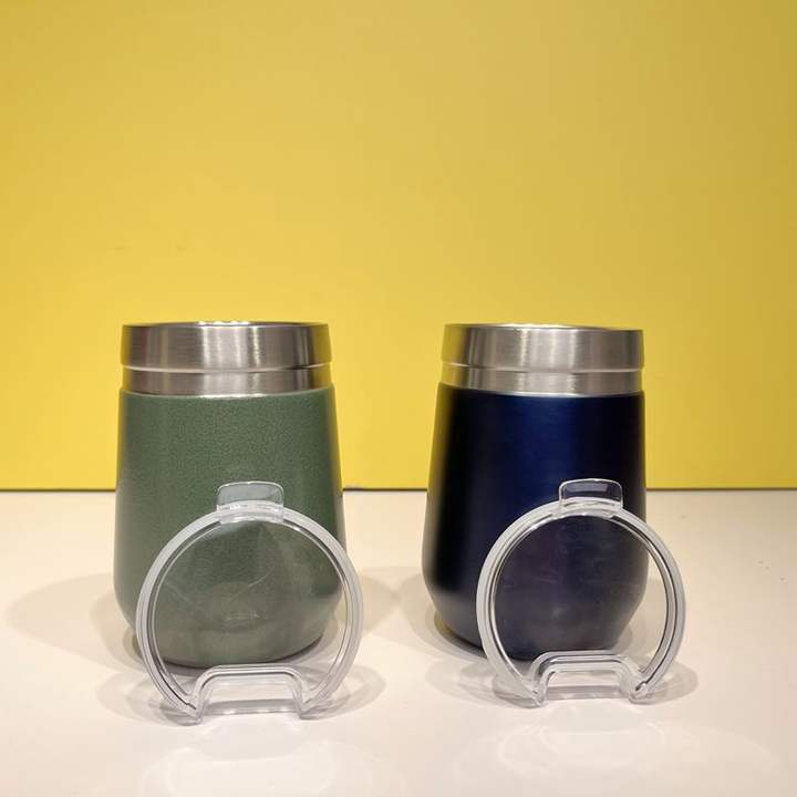 Customized Logo Travel Wine Egg Shape Cup Double Wall Vacuum Insulated Travel tumbler12oz Stainless Steel coffee cup with lid Wholesale Trade Supplier Innovation
