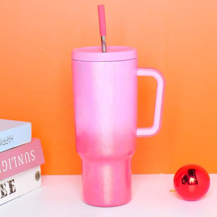 Customized Rainbow paint Leakproof double wall Stainless Steel Vacuum tumbler with straw and handle Direct Supplier Pricing Custom Solutions