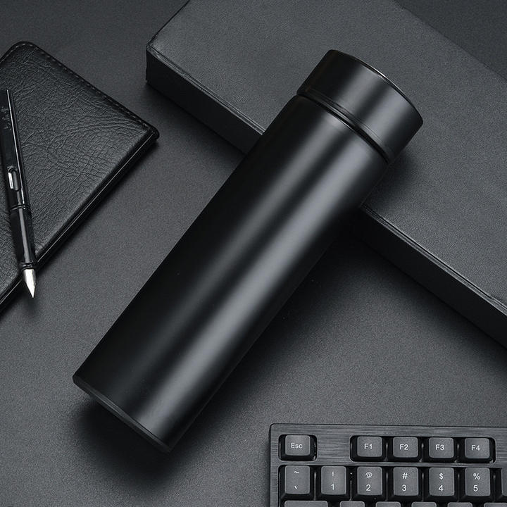 Customized bpa free Stainless Steel vacuum Cup LED Temperature Display Smart Thermos Flask Water bottle with tea infuser Trade Factory Direct
