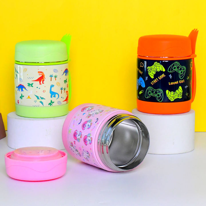 Customized logo and color 300ml double wall stainless steel food jar with spoon Wholesale Manufacturer Supply