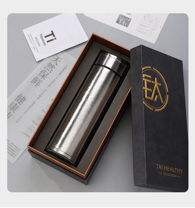 Direct Drinking Unisex 450ml Titanium Insulated Infuser Water Bottle Double Wall Business Vacuum Flask