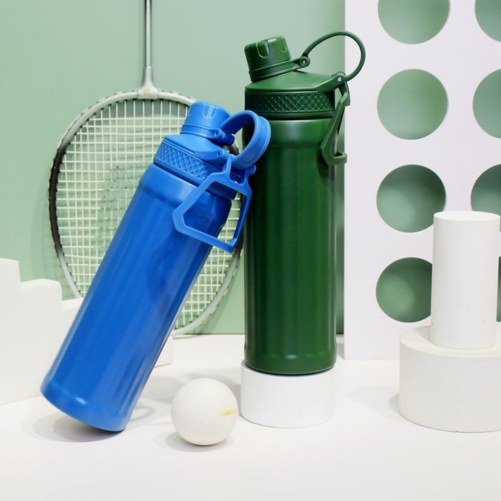 Double wall 17oz/500ml custom color and logo 18/8 Stainless Steel Vacuum Flask with spout lid and portable handle Custom Manufacturing Network