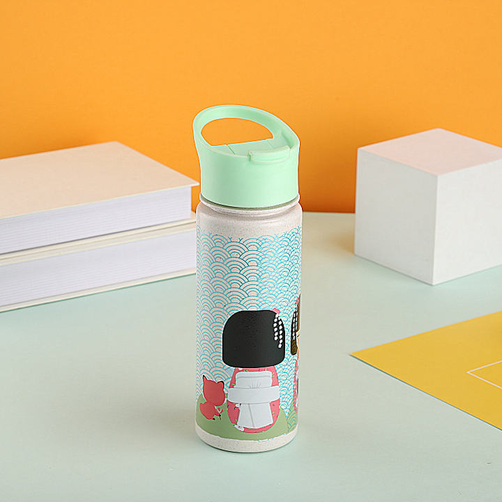 Drinking Bottle 24oz Bioplastic Wheat Straw Rice Husk Fiber Water Bottle New Product 2024 Custom Wide Mouth Eco-friendly Sport China Exporter