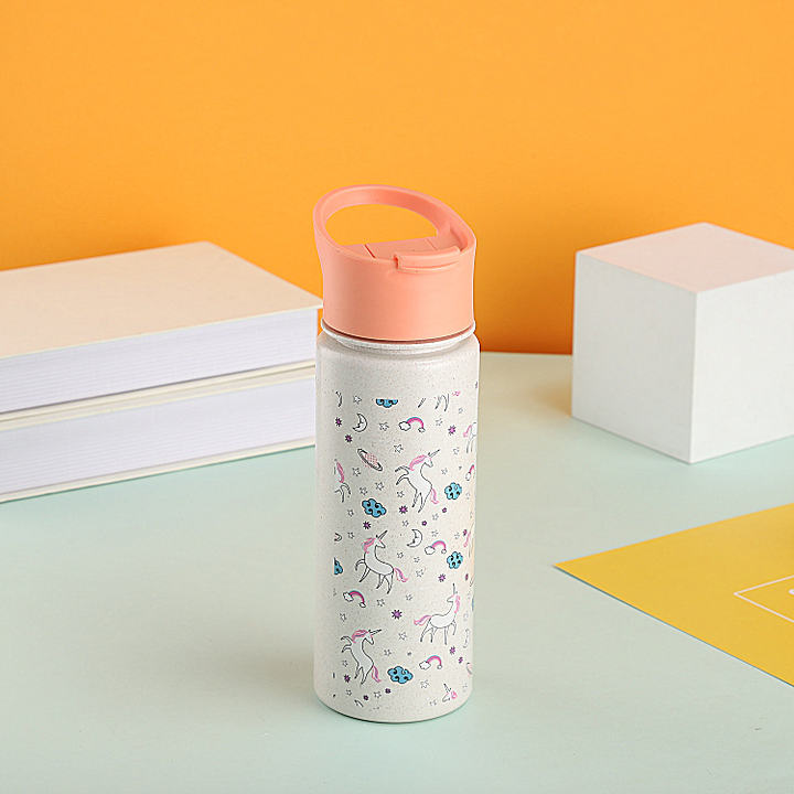 Drinking Bottle 24oz Bioplastic Wheat Straw Rice Husk Fiber Water Bottle New Product 2024 Custom Wide Mouth Eco-friendly Sport China Exporter
