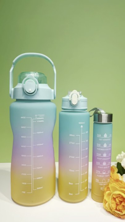 Drinkware 3 Pieces Set Motivational Sport Gym Water Bottle Wholesale Price Cup Custom Logo 3 Pieces Outdoor Camping Unisex Product Manufacturing