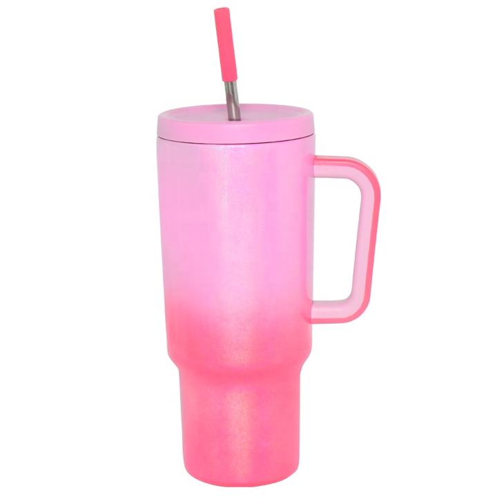 Durable 40oz/1200ml  Pink blue yellow purple outdoor  travel camping Stainless steel tumbler with portable handle