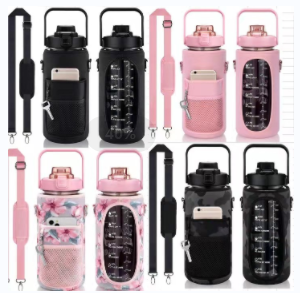 Eco-Friendly 64oz BPA-Free Gym PC Material 2 liter bottle motivational Water Bottles Sport Style Pocket for Carrier Storage Large Order Wholesale Outlet