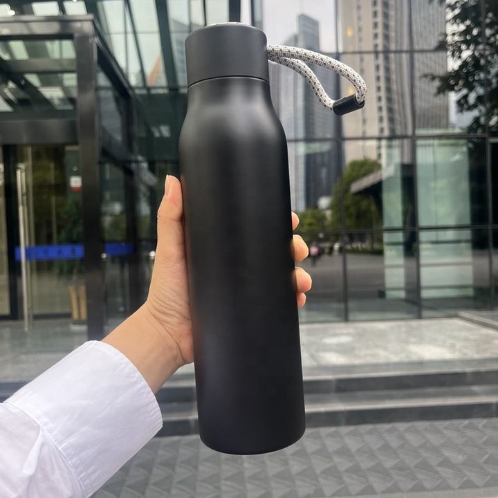 Eco-Friendly Custom Logo Double Wall vacuum tumbler 304 thermos insulated stainless steel sport water bottle with portable rope Bulk Purchase Discounts