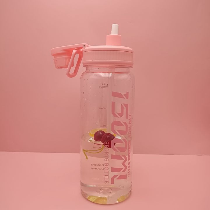Eco Health 50oz (1500ml) Portable Gym Kettle Wide-Mouth Sport Water Bottle with 5L Capacity Marker Plastic Lid Fitness Camping Factory Wholesale Export