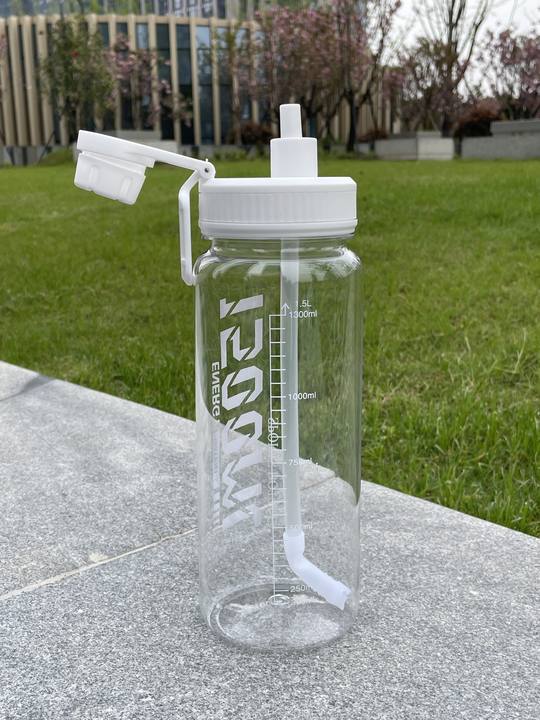 Eco Health 50oz (1500ml) Portable Gym Kettle Wide-Mouth Sport Water Bottle with 5L Capacity Marker Plastic Lid Fitness Camping Factory Wholesale Export