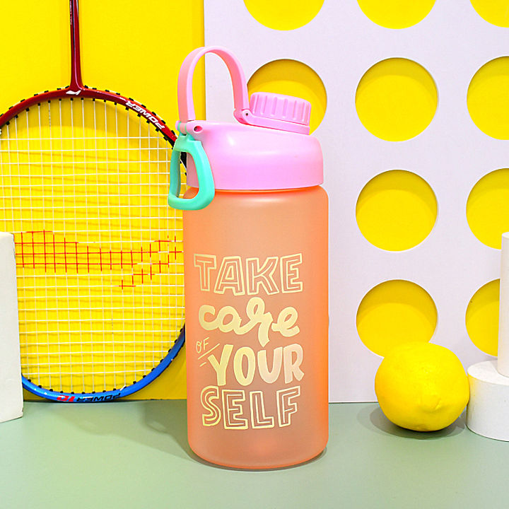 Eco-friendly 1.2L Sport Water Bottle BPA-Free Plastic Lid Portable Strap Handle Direct Drinking Method Leakproof Drinkware Gym