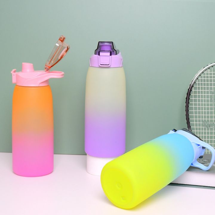 Eco friendly portable drinking bottle gradient direct drinking 1000ml sport plastic water bottle with Bounce dust lid and handle Industrial Exporter Operations
