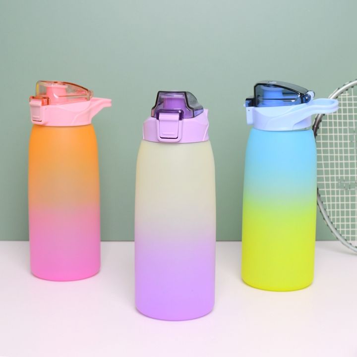 Eco friendly portable drinking bottle gradient direct drinking 1000ml sport plastic water bottle with Bounce dust lid and handle Industrial Exporter Operations